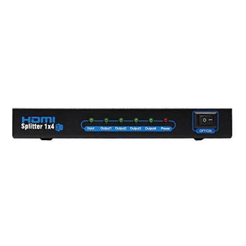 SEGURIDAD-01 1 a 4 Puertos HDMI Splitter Amplificador Soporte 4K x 2k / 1080p / 3d 1.4 Versión (una de cada cuatro out)