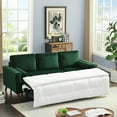 thumbnail image 3 of 88" Convertible Sectional Sofa with Pull-Out Bed, Modern Tufted Velvet Upholstered Corner Sofa Bed with Reversible Storage Chaise and 2 Pillows, 3-seat L-Shaped Sofa Couch for Living Room Office Green, 3 of 7