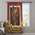thumbnail image 4 of Chicken Sunflowers Sheer Curtains 54 Inches Long, Country Farm Animal Red Wooden Grain Light Filering Curtains, Breathable Simi Curtain Privacy Drapes for Kitchen Bathroom Nursery Window Treatment, 4 of 9