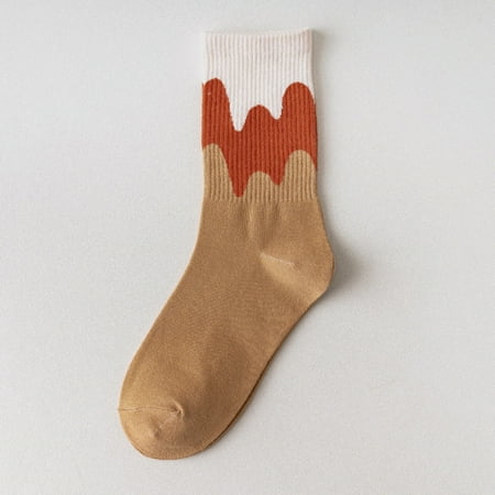 

4 pairs * Women Autumn And Winter Socks In The Tube Socks Street Wave Striped Print Socks socks