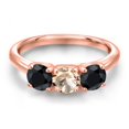 thumbnail image 3 of Gem Stone King 18K Rose Gold Plated Silver Peach Morganite and Black Sapphire Engagement Ring for Women | 1.78 Cttw | Round 5MM | Gemstone October Birthstone | Size 7, 3 of 6