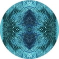 thumbnail image 1 of Ahgly Company Machine Washable Indoor Round Transitional Bright Turquoise Blue Area Rugs, 3' Round, 1 of 7