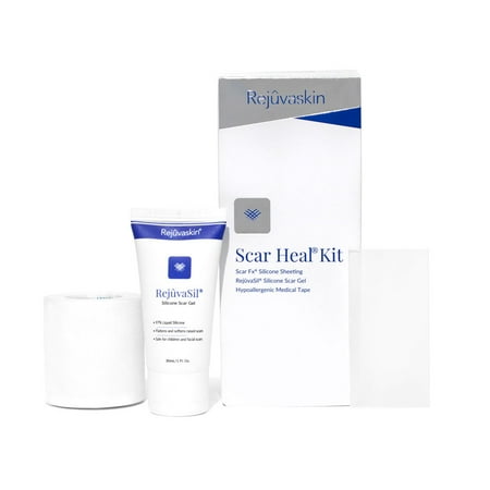Rejuvaskin Scar Heal Kit - Scar Kit For Small Scar - Scar Treatment for Soften, Flatten, Reduce and Recover Scars - Scar Gel, 1.5" x 3" Silicone Sheet & Medical Tape - Physician Recommended