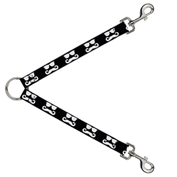 Buckle Down Dog Leash Splitter Sunglasses Mustache Black White 1 Foot Long 1 Inch Wide