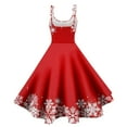 thumbnail image 3 of Elegant Women's Red Christmas Dress with Snowflake Print, Sleeveless A-Line Party Gown for Festive Celebrations, 3 of 3
