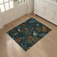 thumbnail image 3 of ODIKA 3'x5' Teal Tropical Canopy: Lush Jungle Washable Accent Rug Elegant Botanical Patterns with Exotic Flora for Bedside, Nursery Room, Pet Friendly & Non-Shedding, 3 of 7