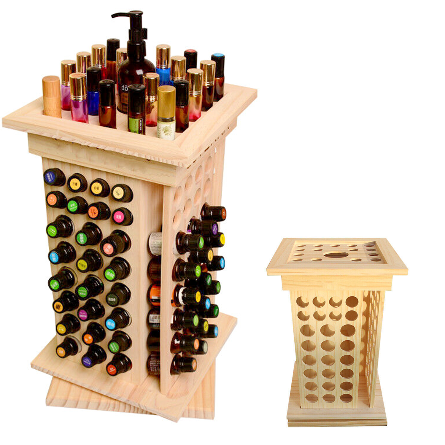 uyoyous 8 Tier Wooden Rotating Essential Oil Display Rack 125 Slots