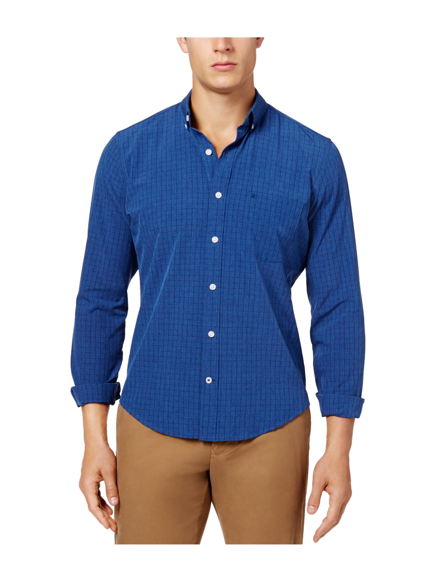 IZOD Mens Check Button Up Shirt 