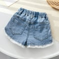 thumbnail image 2 of Jeans Shorts for Girls Size 7 to 8 Floral Elastic Waist Summer Denim Shorts Wide Leg Relaxed Pants Denim Shop, Light Blue, 8 Years, 2 of 4