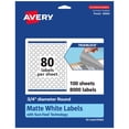 thumbnail image 1 of Avery TrueBlock Matte White Round Labels with Sure Feed, 0.75" Diameter, 8,000 Matte White Labels, Print-to-The-Edge, Laser/Inkjet Printable Labels, G, 1 of 7