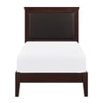 thumbnail image 3 of Newboti Furniture Classic Cherry Finish Twin Size Panel Bed Upholstered Headboard Wooden Bedroom Furniture 1Pc 0131, 3 of 6