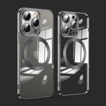 Magnetic Clear Case for iPhone 16 Pro with Lens Protective Film, Silicone/TPU Shockproof Anti-Scratches Non-Yellowing Cover Compatible with Mag-Safe for iPhone 16 Pro, Black