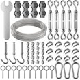 thumbnail image 1 of Kit colgante de cuerda de acero inoxidable de 30 m, cuerda de acero inoxidable recubierta de 2 mm con tensor y ganchos, para luces colgantes, plantas trepadoras, tendederos, cortinas de pérgola, baran JFHHH pequeña, 1 of 5