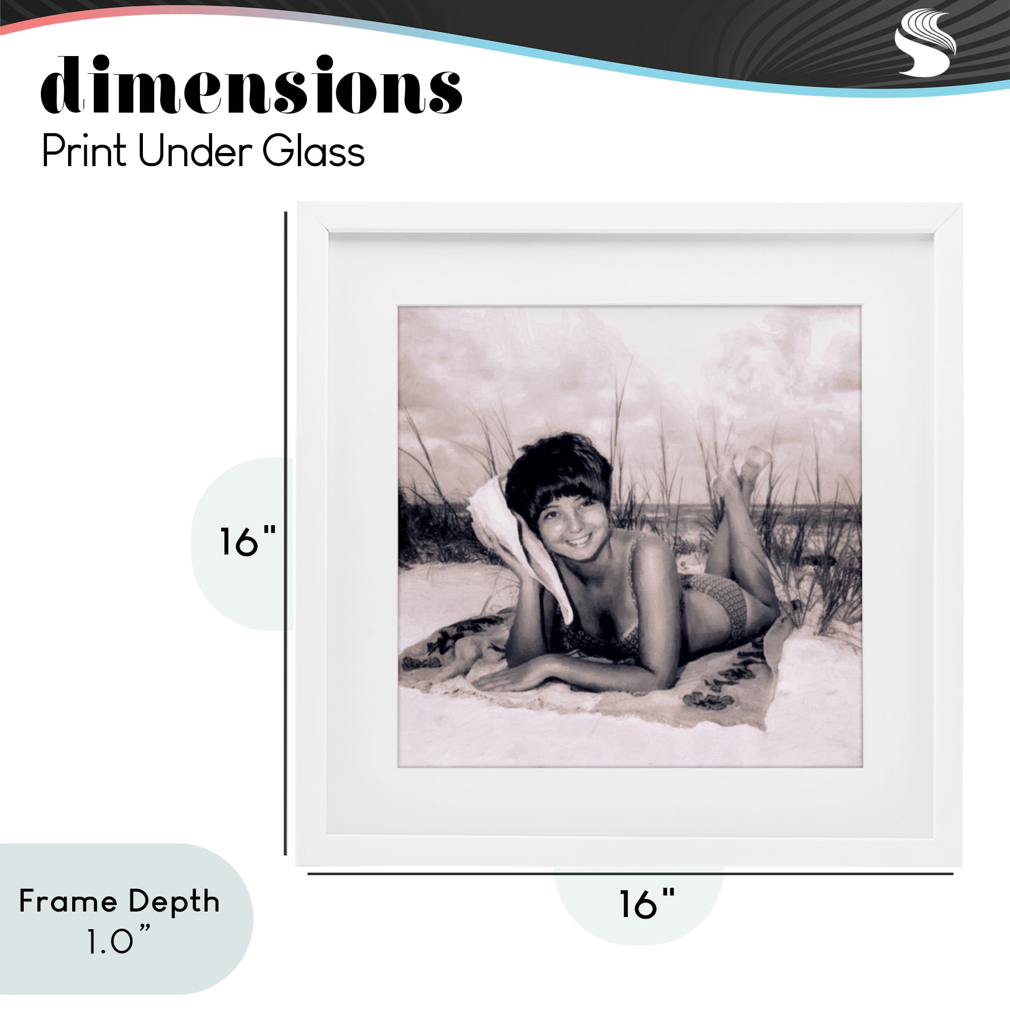 Stupell Industries Vintage Summer Girl with Conch White Framed Print Under Glass, design by Grotto Studios