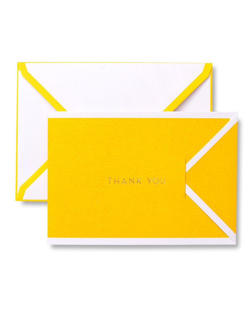 Stanley Yellow TriFold Thank You Cards With Gold Foil, 15 count