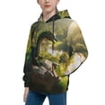 thumbnail image 2 of Fotbe Deep Forest Stone Green Dragon Pattern Youth Pullover Hooded Sweatshirt, Boys Hoodie, Kangaroo Pocket Hoodie for Kids Girls -Small, 2 of 6