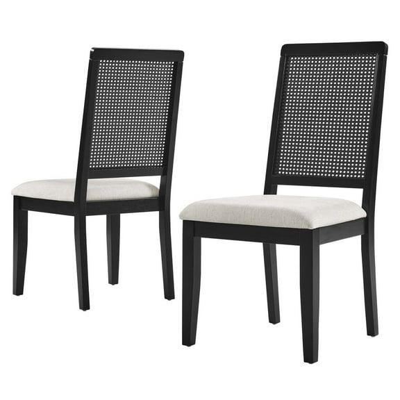 Side Dining Chair, Set of 2, Black, Fabric, Kitchen Cafe Bistro Hospitality Restaurant, Modern Contemporary HB36820