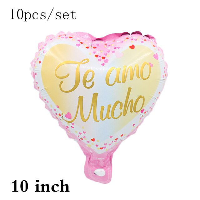 10inch Spanish Te amos balon love Foil Balloons feliz cumpleanos Birthday Party Decor baloes kids toys Mother Days Gifts 10pcs Gao Jinjia LED