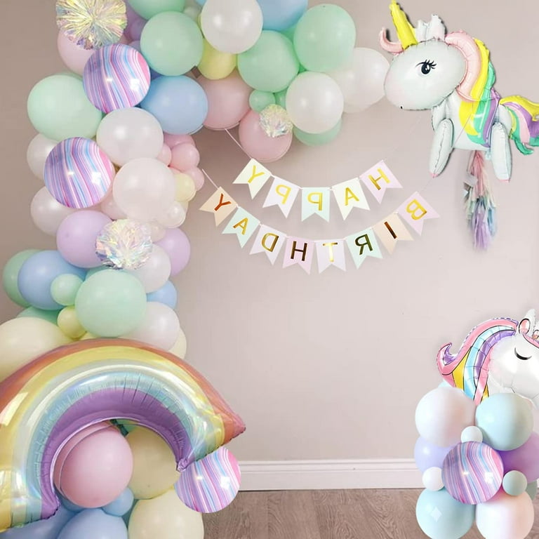 AOWEE Unicorn Party Decorations, 3D Unicorn Theme Balloon Arch with Purple  Agate Balloons Unicorn Tablecloth for Girl 1st 2nd 3rd Birthday Baby Shower  