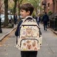 thumbnail image 4 of Jeiento Reading Capybara Kids School Backpack 17 Inch Water-Resistant Large Multi-Pocket Bookbag for Boys Girls Ages 6-14 Lightweight Adjustable Strap Daypack for Back to School, 4 of 7