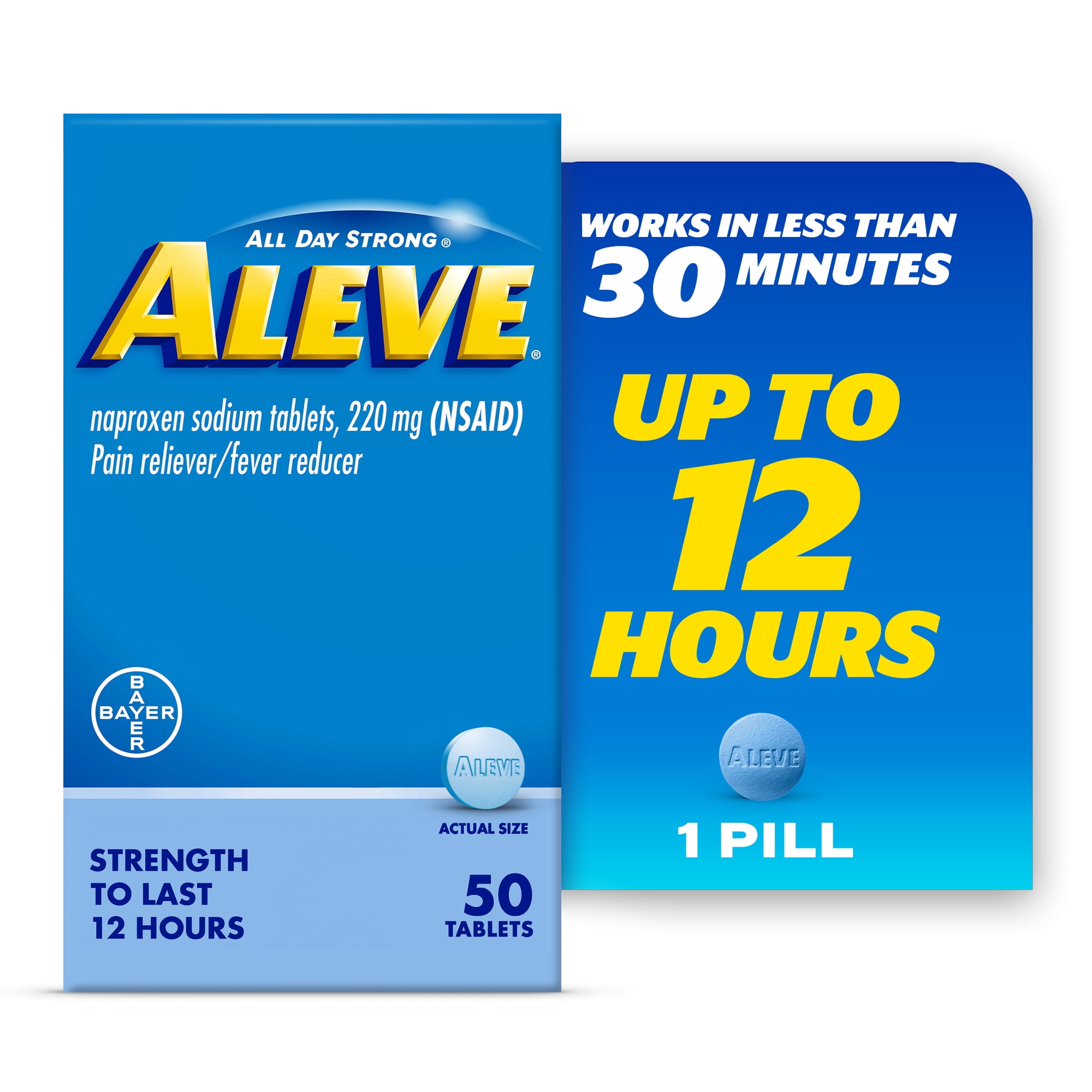 Aleve Tablets Naproxen Sodium Pain Reliever, 50 Count