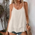 thumbnail image 2 of Stichou Womens Tank Tops Layered Hem Spaghetti Strap Sleeveless Shirts Summer Boho Cami Blouses Tiered Swing Tunic Tee Beige L, 2 of 9