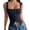 Navy, variant on Qiopertar Womens Crop Tops Square Neck Sleeveless Ribbed Knit Summer Tank Tops Button Down Asymmetric Casual Fashion Tops Black L