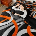 thumbnail image 4 of Manfei Retro Stripes 7-Piece Bedding Comforter Set for Teens Boys Girls,Black Grey Orange King Bedding Sets,Geometric Lines Ultra Soft Bed Sheets,Lightweight Room Decor,Reversible, 4 of 8