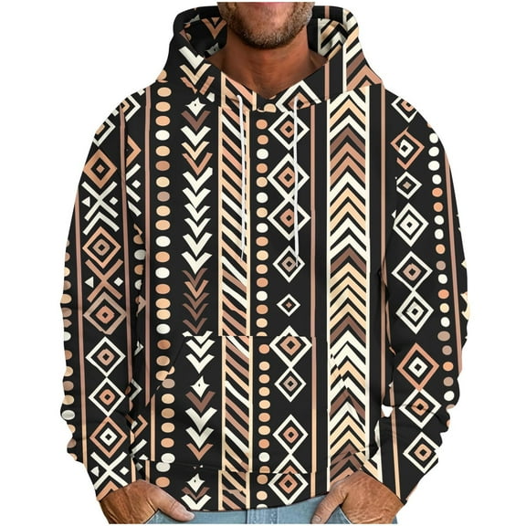 VBTAPA Men's Western Aztec Hoodie Ethnic Print Hooded Sweatshirt Vintage Cowboy Hoodies Loose Casual Pullover Sweatshirts with Kangaroo Pocket Back to College Sale Gray XL