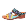 thumbnail image 6 of ShiShine Women's Floral Cutout Wedge Sandals, Hand-Painted Slide Mules for Festival Vacation, 6 of 8