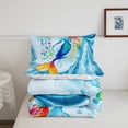 thumbnail image 5 of Manfei Ocean Mermaid 2-Piece Bedding Set Toddler Size,Gradient Blue Marble Comforter Set Ocean Animal Quilt for Kids Girls Children Women Room,Girly Marine Princess Life Breathable Bedding Set, 5 of 8