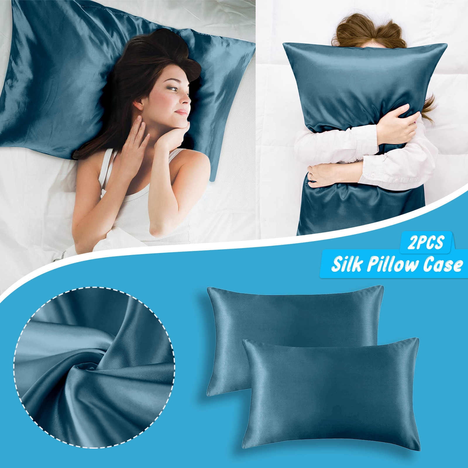 throw pillows 2pcs standard size (20x26 inches) satin pillow covers