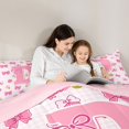thumbnail image 5 of jejeloiu Bow Personalized Monogrammed D 7-Piece Bedding Comforter Set For Girls Gifts,Pink Flower Initial Print King Bedding Sets For Kids,Pink Reversible, 5 of 7