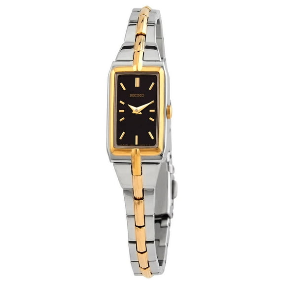 Seiko Women's Two Tone Stainless Steel Black Dial Quartz Watch SWR046