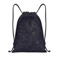 thumbnail image 1 of Saiise Copper-Gold Gloss Outline Peony Pattern Sports Drawstring Backpack - String Swim Gym Bag with Wet Proof Pocket for Women&Men-Small, 1 of 6