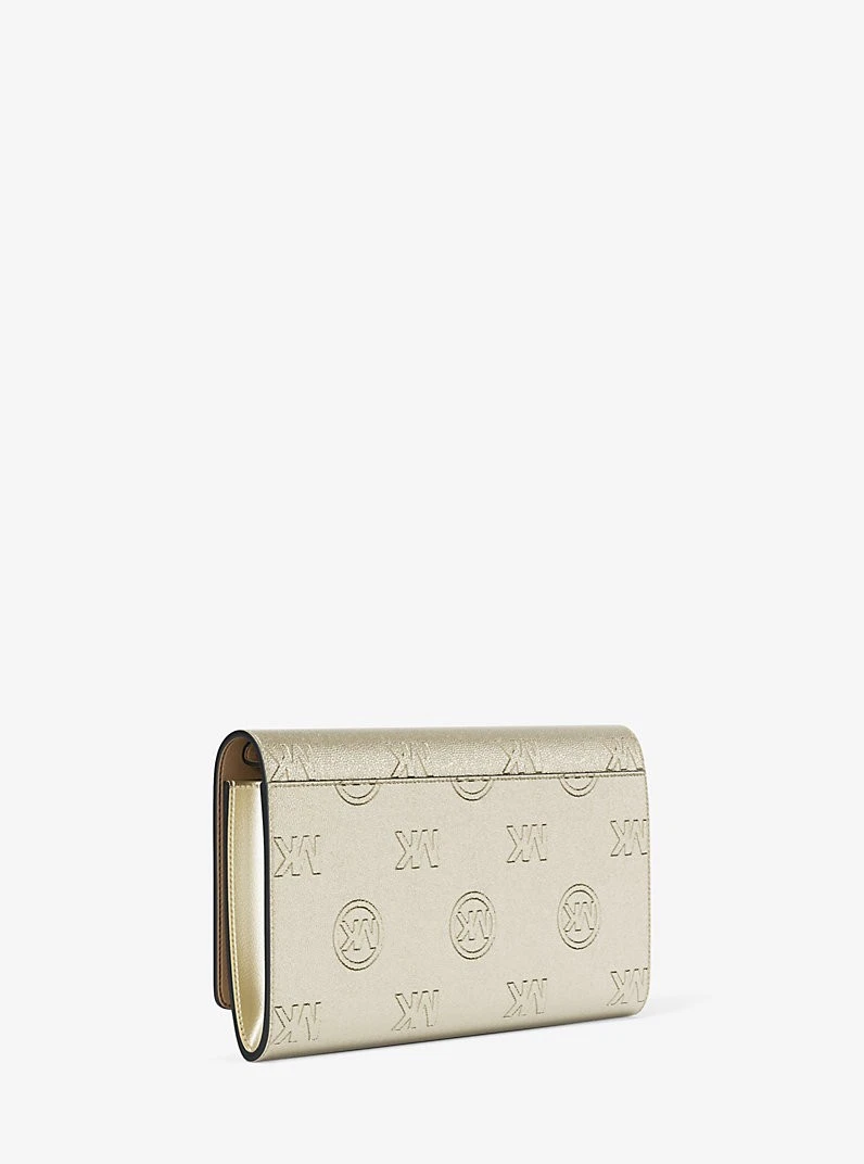 Michael Kors Large Carson Wallet On Chain Embossed Logo Crossbody