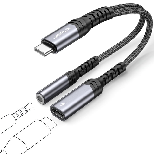 Adaptador USB C a 3,5 mm para auriculares y cargador JSAUX PD 60W