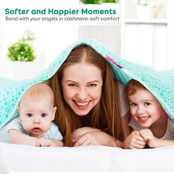 Sivio Kids 5lbs Minky Dot Weighted Blanket, Shark Cartoon, Heavy