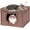 Brown, variant on Handwoven Rattan Cat Cave w/Two Cushions, Cat Beds Indoor Kitten House, Wateproof & Foldable Pet Cube Bed, Natural Color, 16.5”L x 16.5”W x 12.6”H