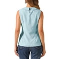 thumbnail image 3 of INSPIRE CHIC Women's Peter Pan Collar Blouse Casual Sleeveless Jacquard Floral Tank Top XS Light Blue, 3 of 6