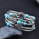 thumbnail image 3 of Pulsera de estilo retro para mujer, pulsera envolvente de piedra natural turquesa / ojo de tigre Pulsera multi - redonda con cuentas de piedra natural en capas brillar Electrónica, 3 of 3