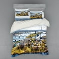 thumbnail image 2 of European Duvet Cover Set, Aerial View of Riga City Cultural Urban Print Horizon Old Tower Architecture, Bedding Set with Shams and Fitted Sheet, 3 Sizes, by Ambesonne, 2 of 3