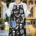 thumbnail image 6 of Black Gothic Skull Bat Pattern Apron-Garden Aprons for Women with Pockets-Cotton Linen Waterproof Kitchen Cooking Gardening Aprons Adjustable for Kitchen,Cooking,BBQ and Salon 33x27 Inch, 6 of 7