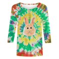 thumbnail image 4 of Liquidation d'Économies d'Été Staron Hauts d'Été pour Femmes Pâques Manches 3/4 Col Rond Hauts T-Shirts Basiques Graphiques Blouses Business Décontractées Chemises Décontractées Douces, 4 of 5
