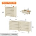 thumbnail image 3 of WAMPAT Dresser with 6 Drawers for Bedroom, 2-in-1 Wooden Wide Chest of Drawers, Modern Closet Storage Organizer with Solid Wood Legs for Living Room, Hallway, Nursery, 70.8x15.4x32.4, Biscotti, 3 of 8