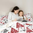 thumbnail image 4 of Manfei Kids Happy Christmas Bedding Comforter Set 7 Pieces, Red Xmas Tree Full Bedding Set, Cartoon Snowflake Print Reversible Fitted Sheet Flat Sheet, Breathable Home Decor, 4 of 7