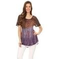 thumbnail image 5 of Sakkas Nayen Tie-Dye Sheer Cap Sleeve Embellished Relaxed Fit Drawstring Tunic Top - Brown - One Size Regular, 5 of 5