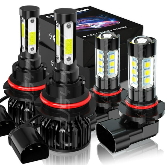 4X 9007/9004 LED Headlights   9145 Fog Lights For 2003 2004 2005 Dodge Ram 1500 2500 3500 6000K White