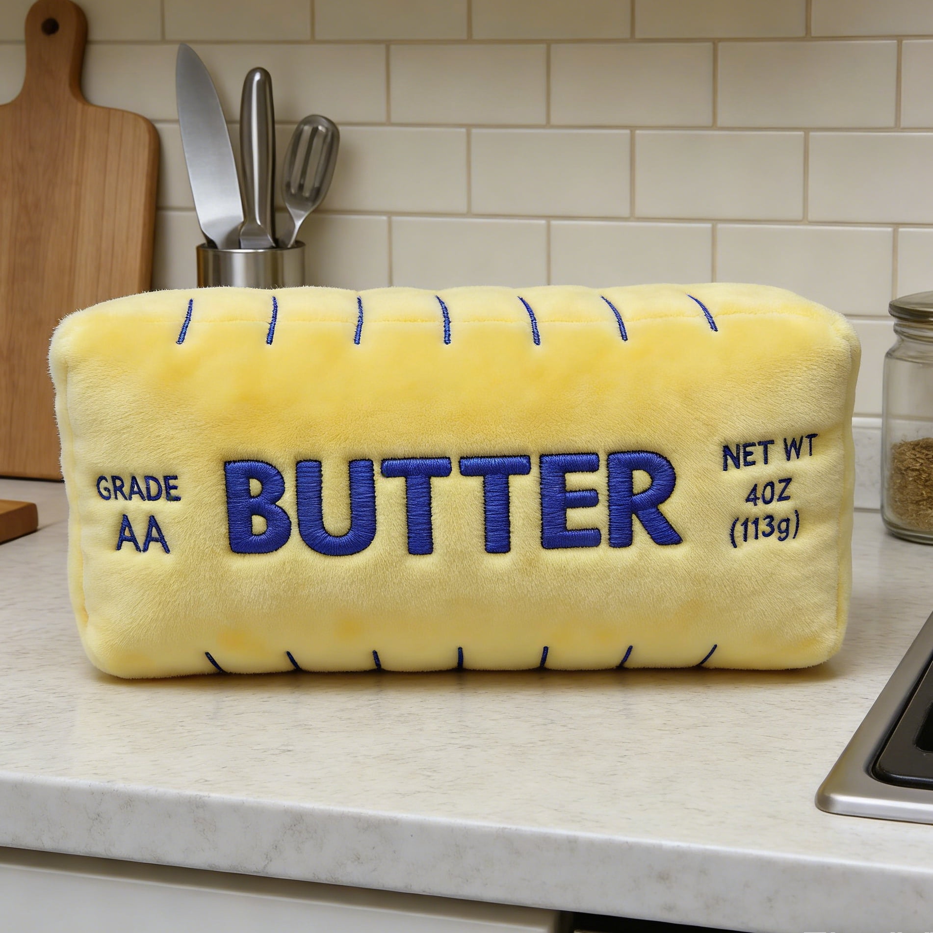 Giant Butter Block Plush Pillow 31.5" Novelty Food Cushion With Realistic Print For Valentine'S Day & Home Decor(Yellow-31.5X15.75In)#4614