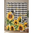 thumbnail image 4 of Fsddascl Sunflower Bee Shower Curtain Set - 54" x 78" Washable Bathtub Curtain with 12 Hooks, Black Buffalo Plaid Botanical Leaf Floral Waterproof Fabric Stall Shower Curtains for Bathroom/Bathtub, 4 of 6